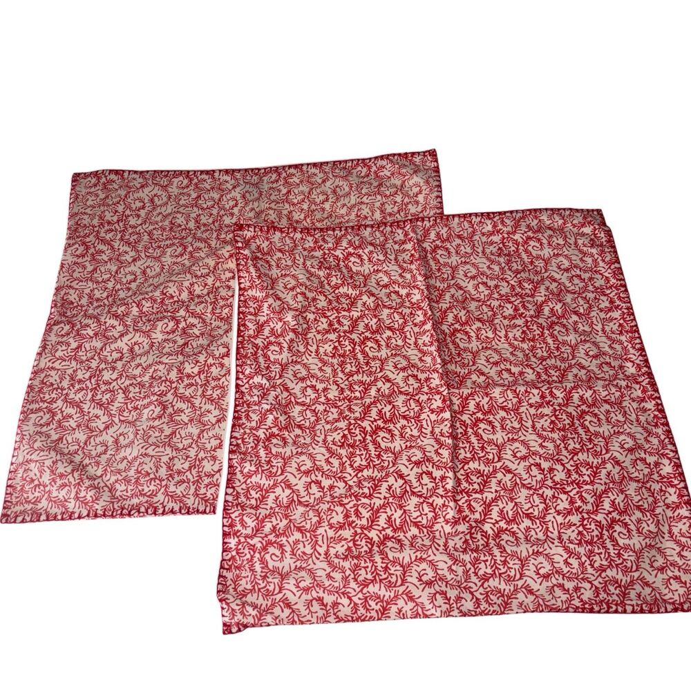 John Robshaw Pillow Shams 100% Cotton Diggi Coral Red Euro Shams Set of 2 25x25”